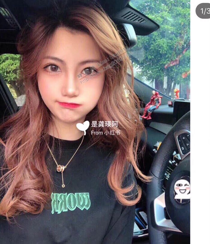 Bvlgari飾品 寶格麗經典邊鑽彈簧項鏈  zgbq3014